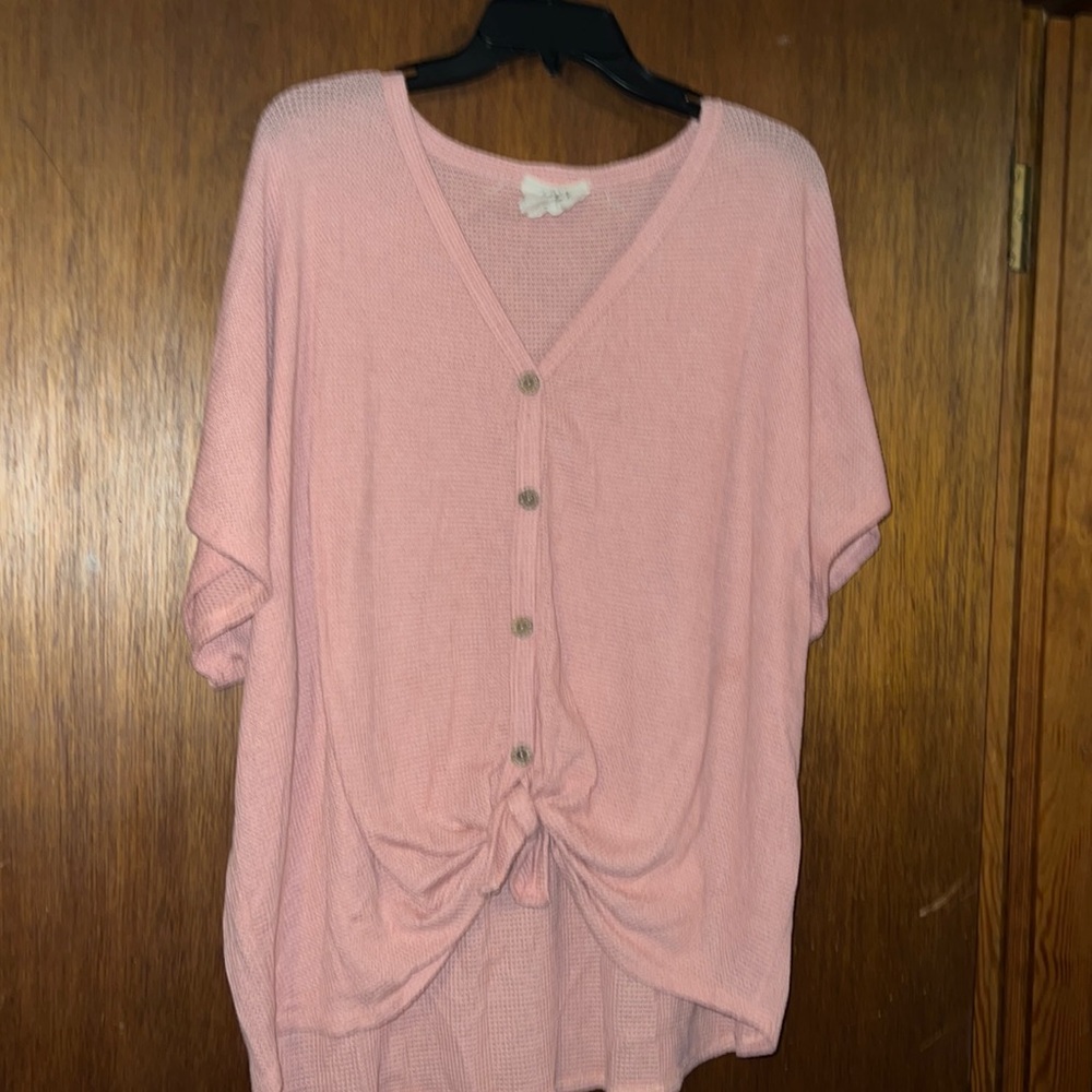 Women’s Waffle Knit Tie Front Top